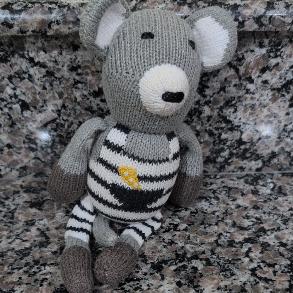 Striped Knit Mouse Stuffed Animal